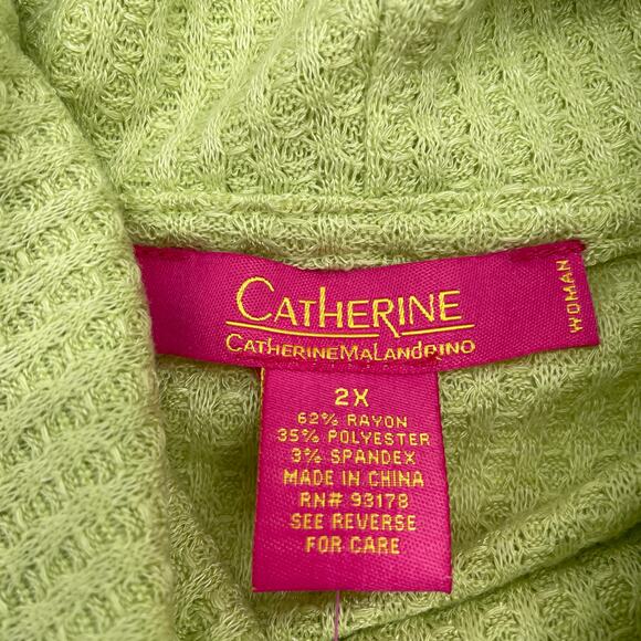 NEW CATHERINE MALANDRINO Sweater Waffle Knit Cowl Neck Top Womens Sz 2X - Picture 3 of 7